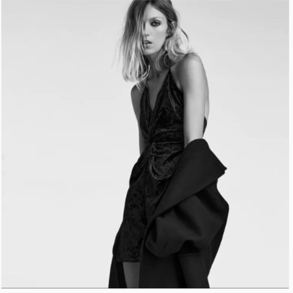 Zara Dresses Zara Velvet Steeply Knot V Neck Mini Slip Dress 563